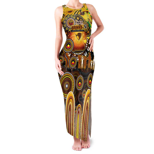 Personalised NAIDOC Week 2025 Hawks Football Family Matching Tank Maxi Dress and Hawaiian Shirt Aboriginal Dot Painting