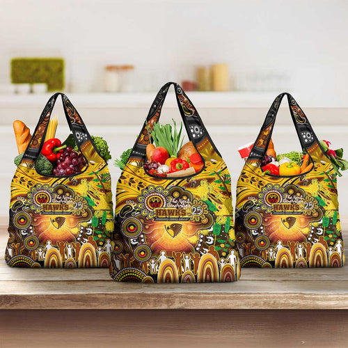 NAIDOC Week 2025 Hawks Football Grocery Bag Aboriginal Dot Painting