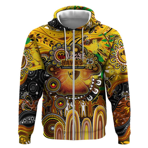 Personalised NAIDOC Week 2025 Hawks Football Hoodie Aboriginal Dot Painting