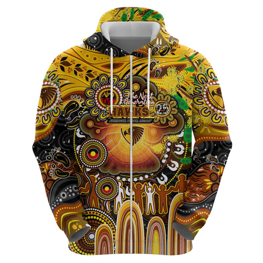 Personalised NAIDOC Week 2025 Hawks Football Hoodie Aboriginal Dot Painting
