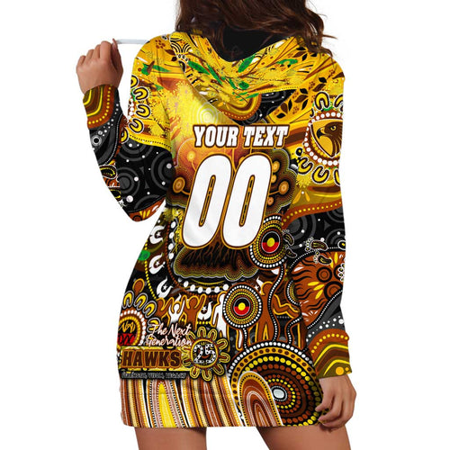 Personalised NAIDOC Week 2025 Hawks Football Hoodie Dress Aboriginal Dot Painting