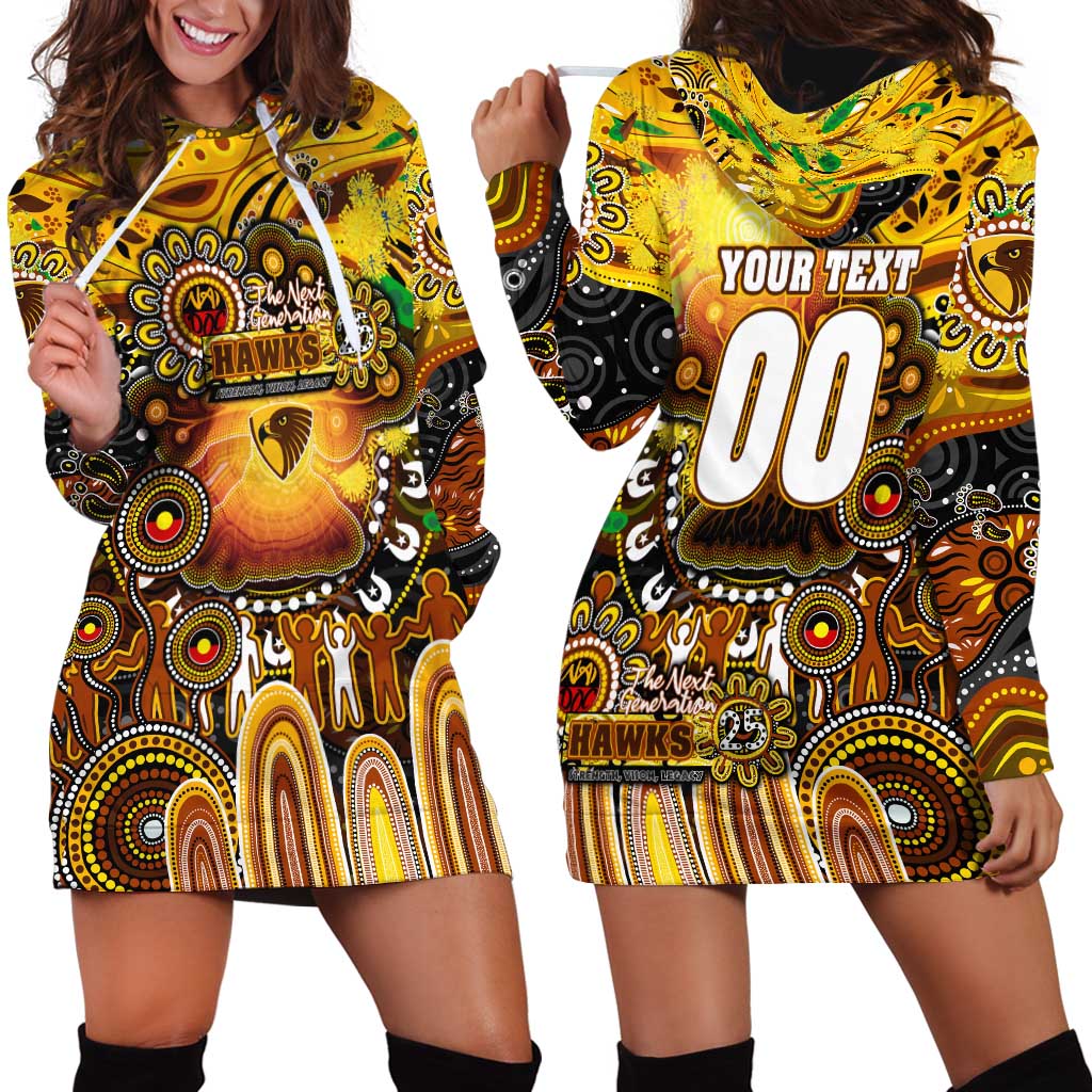 Personalised NAIDOC Week 2025 Hawks Football Hoodie Dress Aboriginal Dot Painting