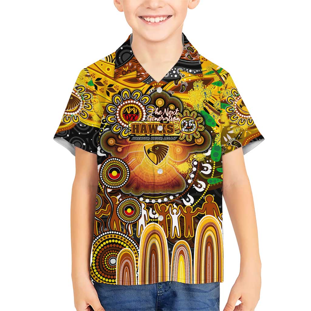 Personalised NAIDOC Week 2025 Hawks Football Kid Hawaiian Shirt Aboriginal Dot Painting
