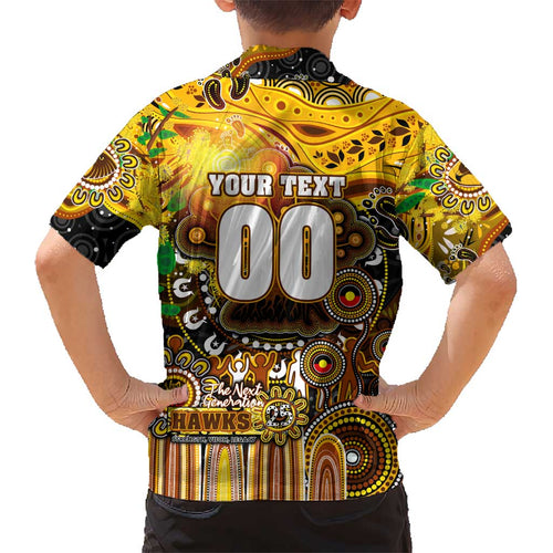 Personalised NAIDOC Week 2025 Hawks Football Kid Hawaiian Shirt Aboriginal Dot Painting