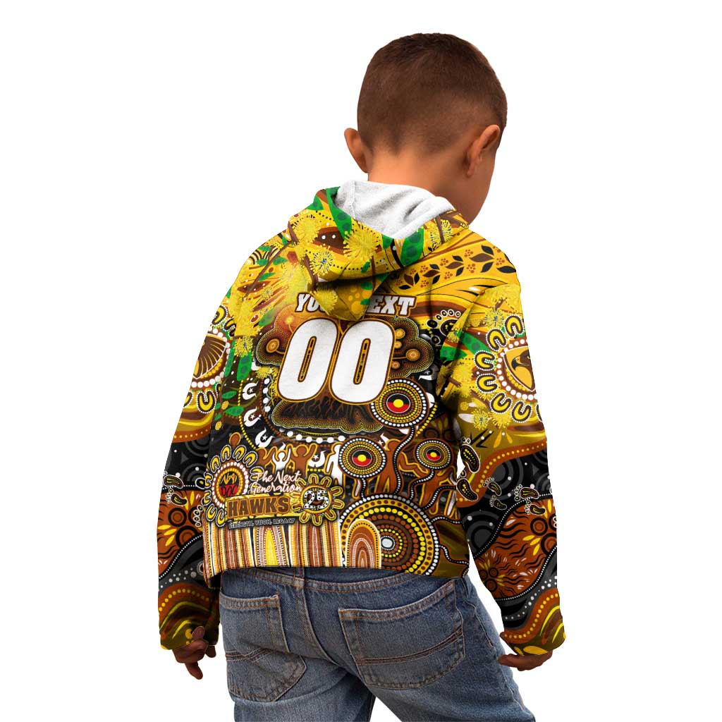 Personalised NAIDOC Week 2025 Hawks Football Kid Hoodie Aboriginal Dot Painting