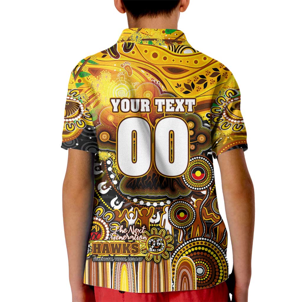 Personalised NAIDOC Week 2025 Hawks Football Kid Polo Shirt Aboriginal Dot Painting