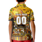 Personalised NAIDOC Week 2025 Hawks Football Kid Polo Shirt Aboriginal Dot Painting