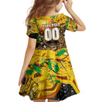 Personalised NAIDOC Week 2025 Hawks Football Kid Short Sleeve Dress Aboriginal Dot Painting
