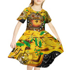 Personalised NAIDOC Week 2025 Hawks Football Kid Short Sleeve Dress Aboriginal Dot Painting