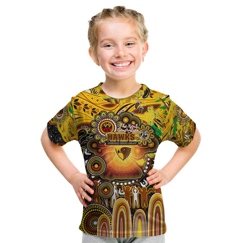 Personalised NAIDOC Week 2025 Hawks Football Kid T Shirt Aboriginal Dot Painting