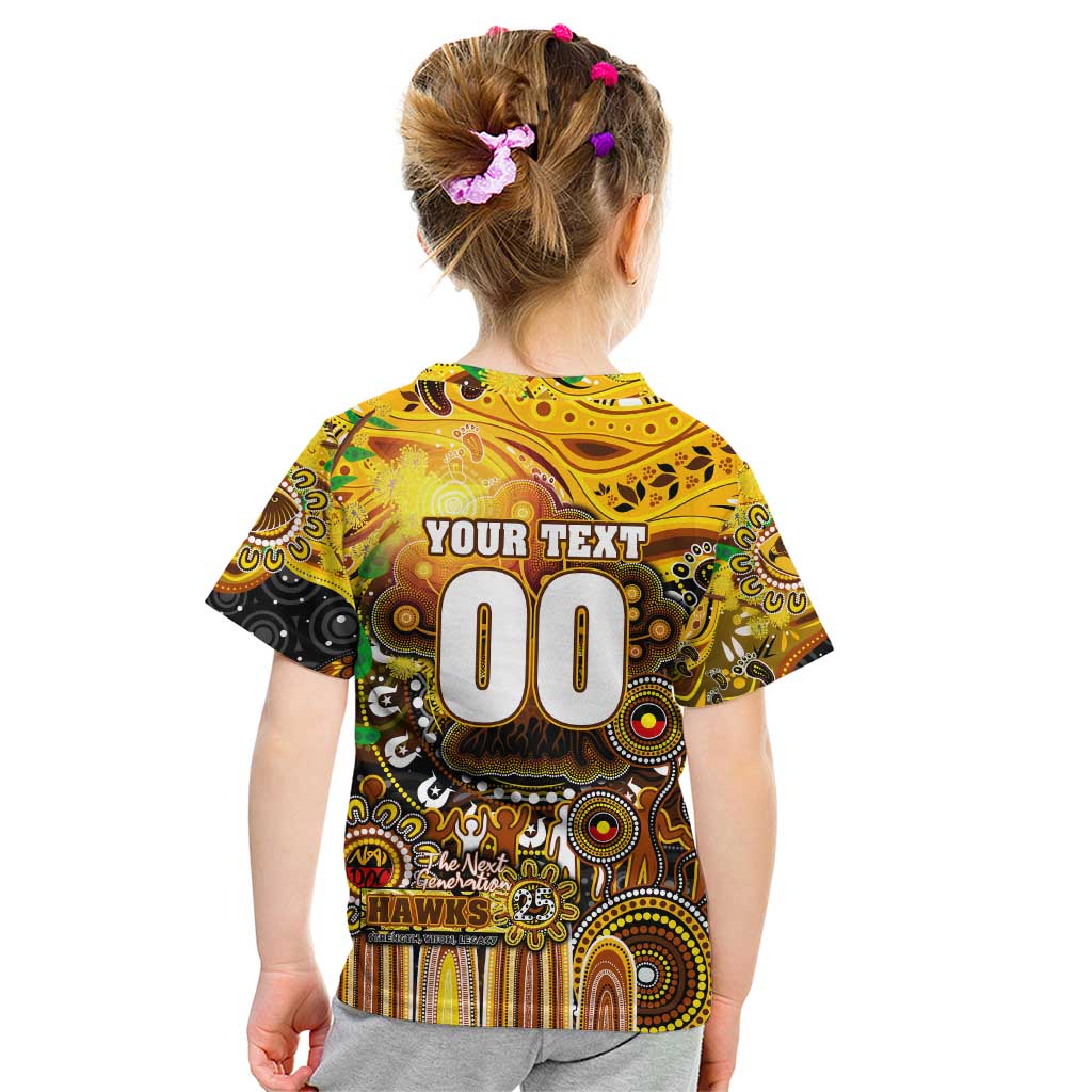 Personalised NAIDOC Week 2025 Hawks Football Kid T Shirt Aboriginal Dot Painting