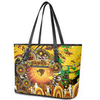 NAIDOC Week 2025 Hawks Football Leather Tote Bag Aboriginal Dot Painting