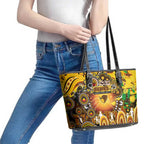 NAIDOC Week 2025 Hawks Football Leather Tote Bag Aboriginal Dot Painting