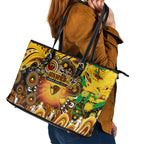NAIDOC Week 2025 Hawks Football Leather Tote Bag Aboriginal Dot Painting