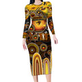 Personalised NAIDOC Week 2025 Hawks Football Long Sleeve Bodycon Dress Aboriginal Dot Painting