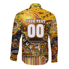Personalised NAIDOC Week 2025 Hawks Football Long Sleeve Button Shirt Aboriginal Dot Painting