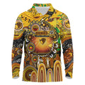 Personalised NAIDOC Week 2025 Hawks Football Long Sleeve Polo Shirt Aboriginal Dot Painting