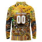 Personalised NAIDOC Week 2025 Hawks Football Long Sleeve Polo Shirt Aboriginal Dot Painting