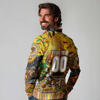 Personalised NAIDOC Week 2025 Hawks Football Long Sleeve Polo Shirt Aboriginal Dot Painting