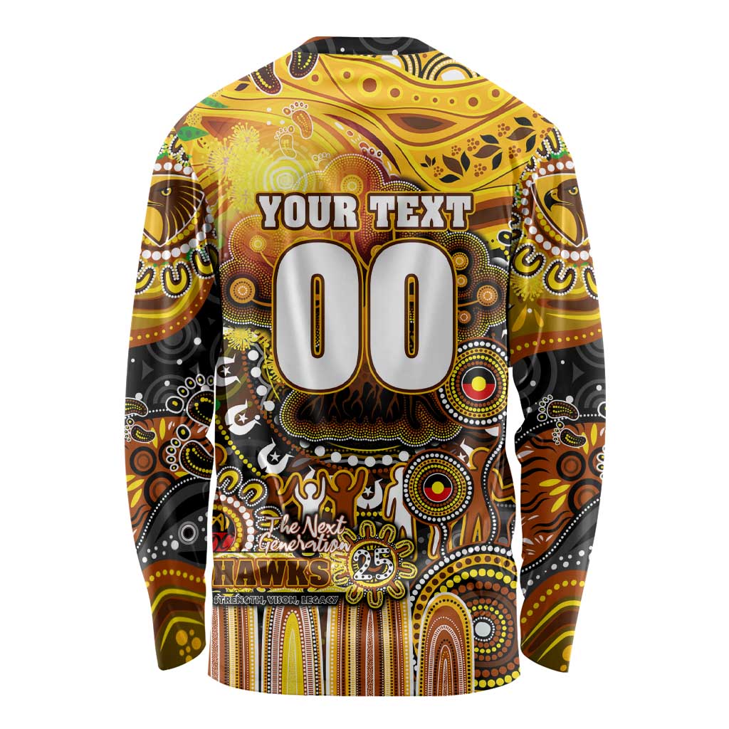 Personalised NAIDOC Week 2025 Hawks Football Long Sleeve Shirt Aboriginal Dot Painting