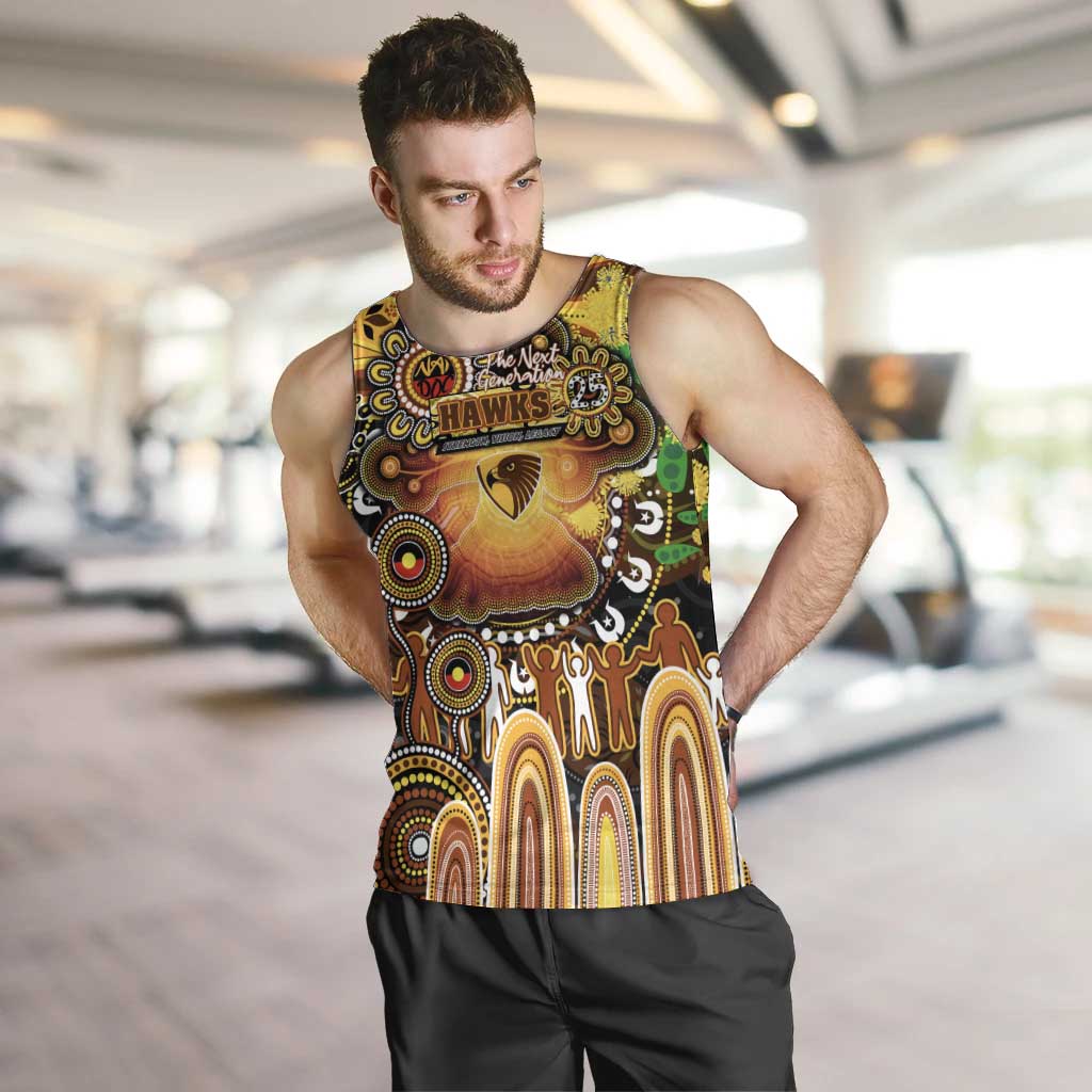Personalised NAIDOC Week 2025 Hawks Football Men Tank Top Aboriginal Dot Painting