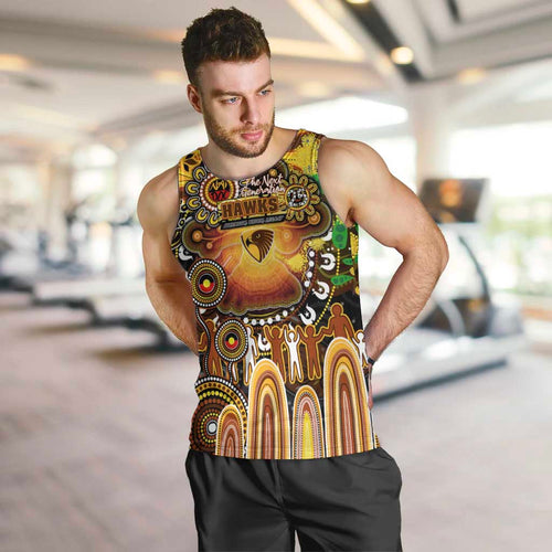Personalised NAIDOC Week 2025 Hawks Football Men Tank Top Aboriginal Dot Painting