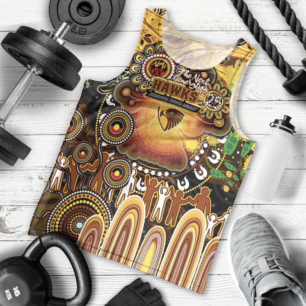 Personalised NAIDOC Week 2025 Hawks Football Men Tank Top Aboriginal Dot Painting