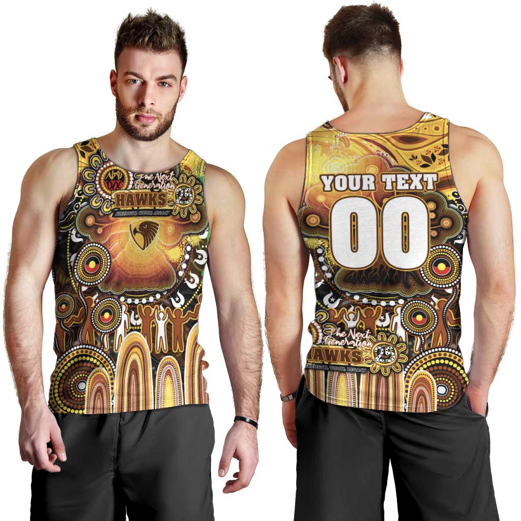 Personalised NAIDOC Week 2025 Hawks Football Men Tank Top Aboriginal Dot Painting