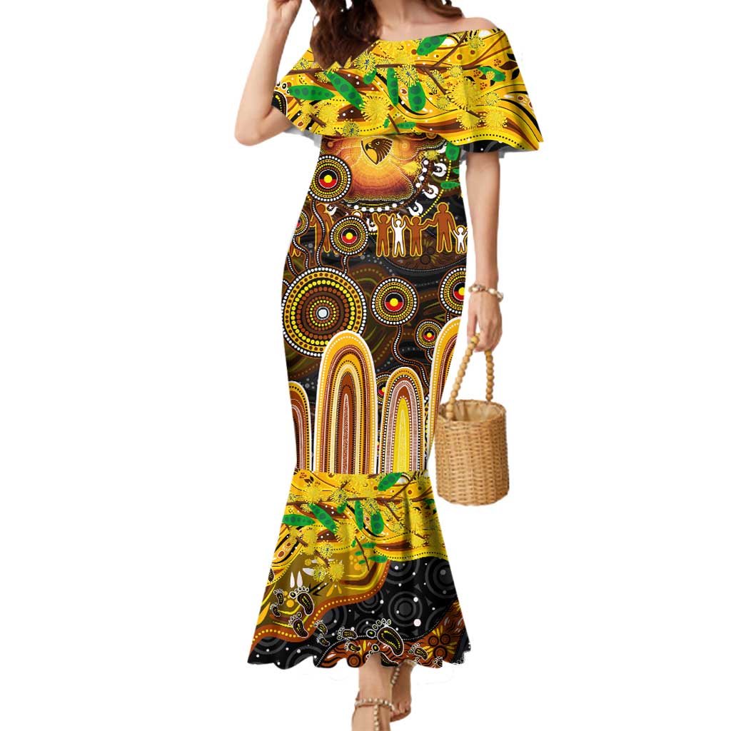 Personalised NAIDOC Week 2025 Hawks Football Mermaid Dress Aboriginal Dot Painting