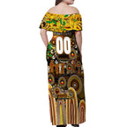 Personalised NAIDOC Week 2025 Hawks Football Off Shoulder Maxi Dress Aboriginal Dot Painting