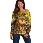 Personalised NAIDOC Week 2025 Hawks Football Off Shoulder Sweater Aboriginal Dot Painting
