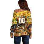 Personalised NAIDOC Week 2025 Hawks Football Off Shoulder Sweater Aboriginal Dot Painting