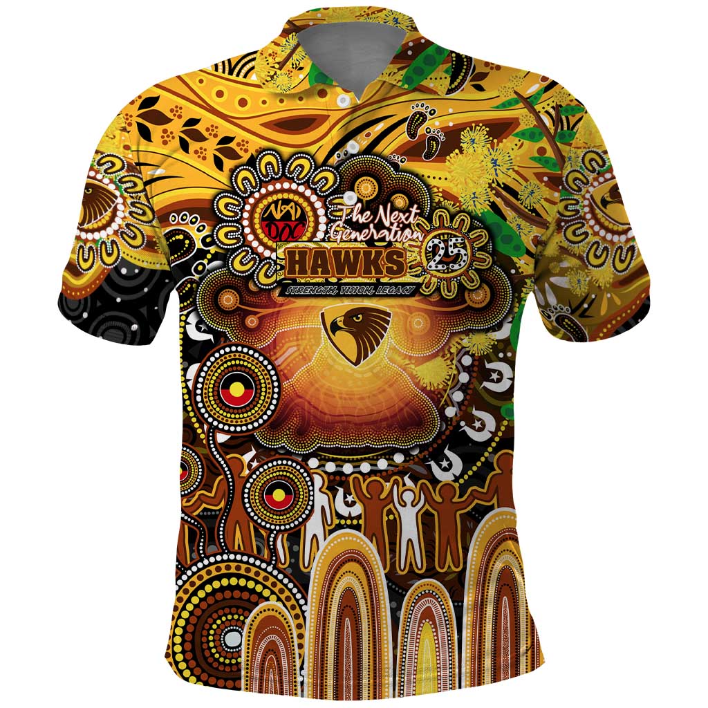Personalised NAIDOC Week 2025 Hawks Football Polo Shirt Aboriginal Dot Painting