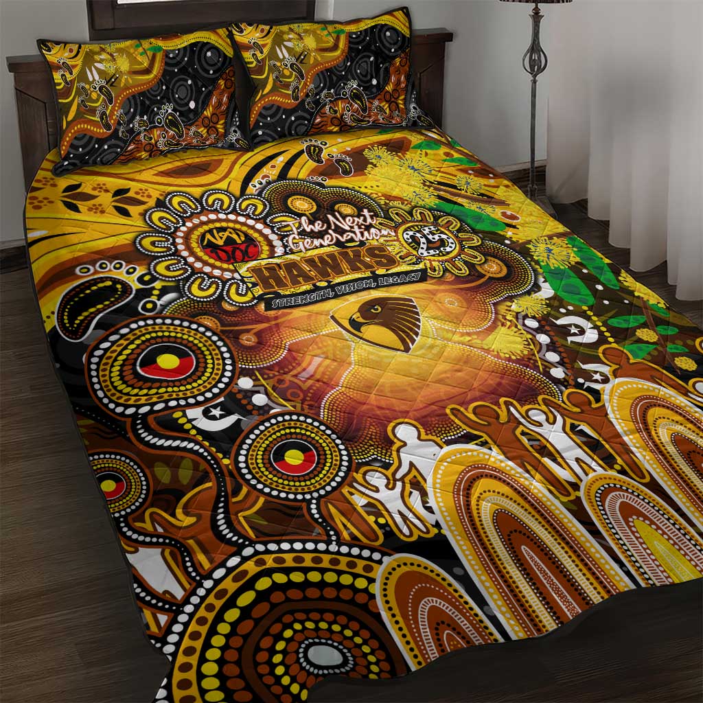 NAIDOC Week 2025 Hawks Football Quilt Bed Set Aboriginal Dot Painting