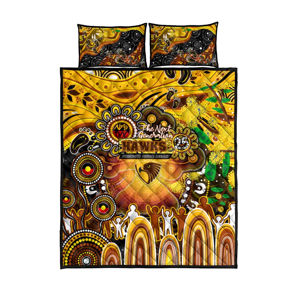 NAIDOC Week 2025 Hawks Football Quilt Bed Set Aboriginal Dot Painting