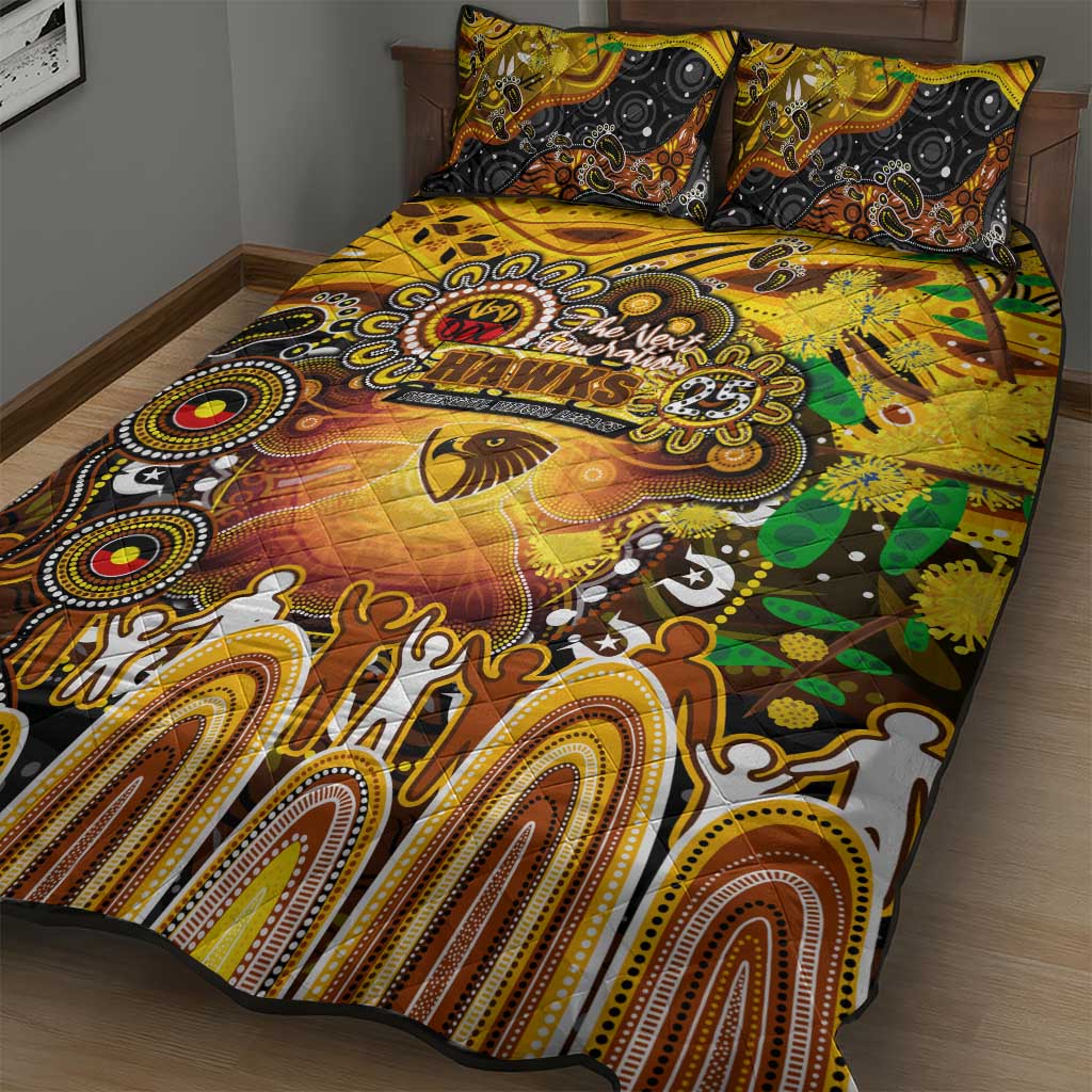 NAIDOC Week 2025 Hawks Football Quilt Bed Set Aboriginal Dot Painting