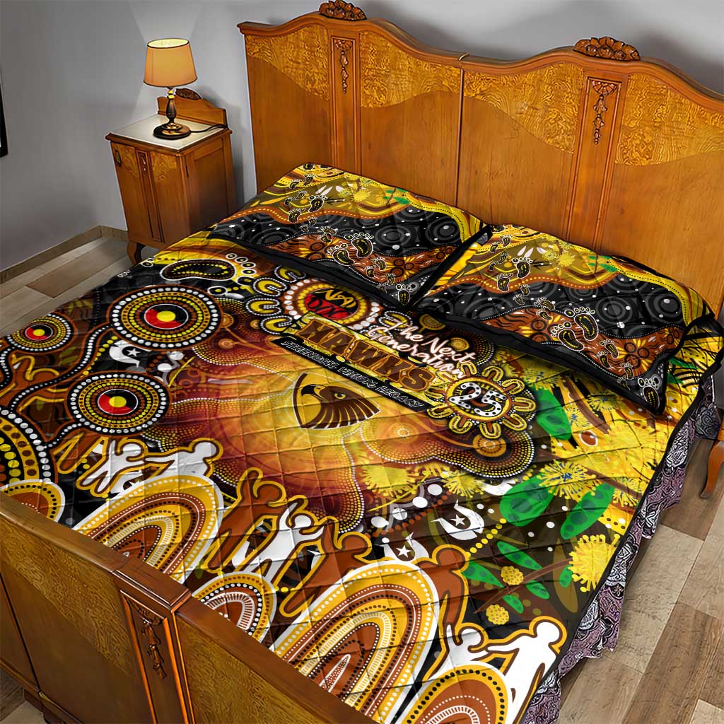 NAIDOC Week 2025 Hawks Football Quilt Bed Set Aboriginal Dot Painting