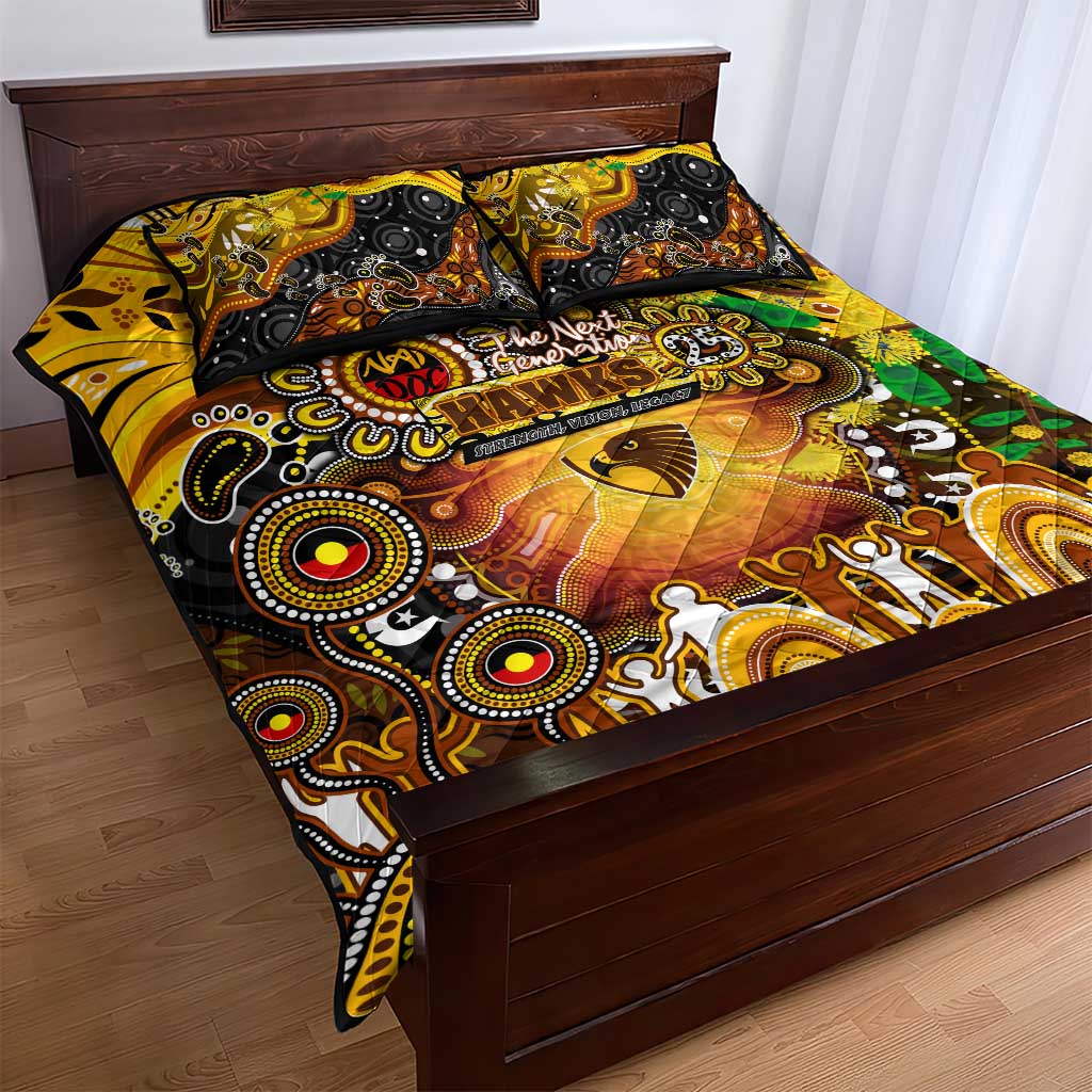 NAIDOC Week 2025 Hawks Football Quilt Bed Set Aboriginal Dot Painting