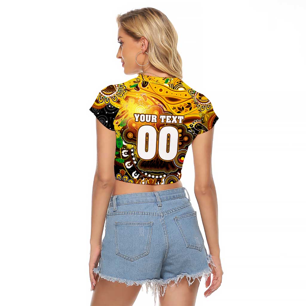Personalised NAIDOC Week 2025 Hawks Football Raglan Cropped T Shirt Aboriginal Dot Painting