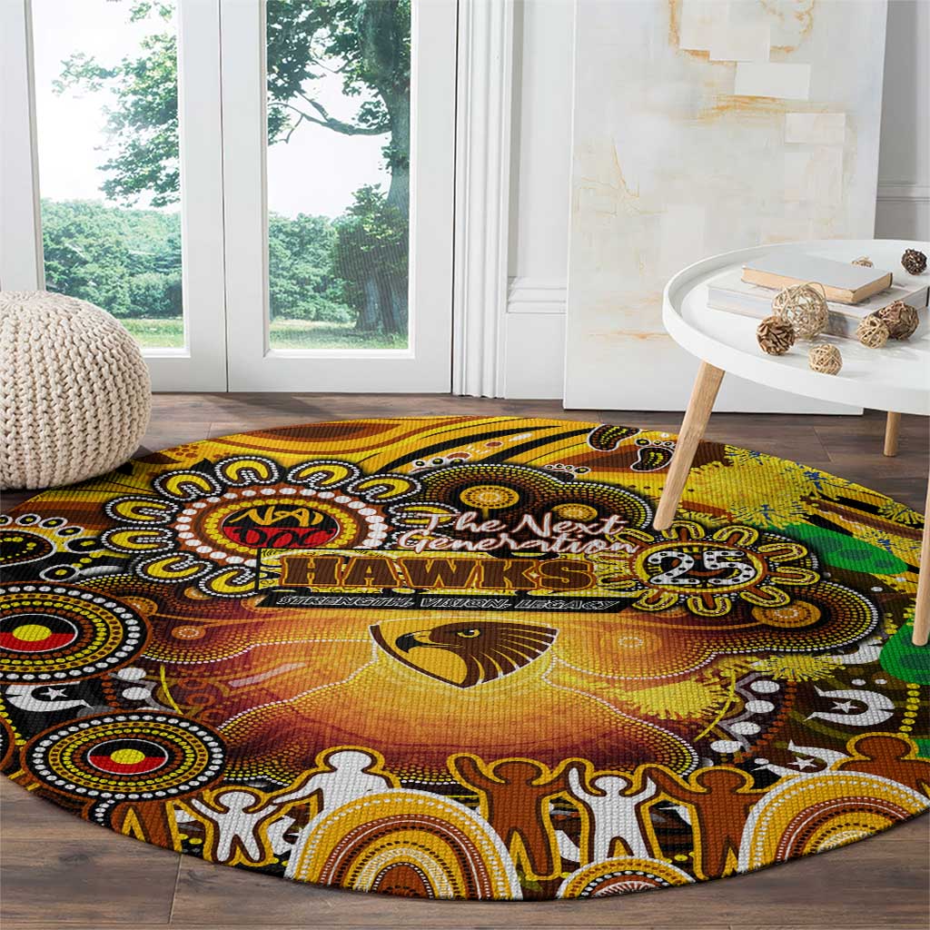 NAIDOC Week 2025 Hawks Football Round Carpet Aboriginal Dot Painting