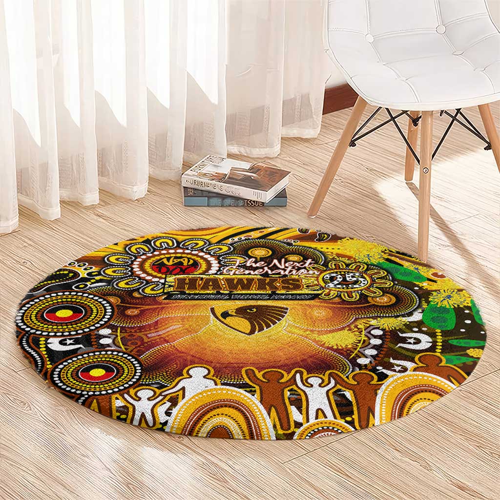 NAIDOC Week 2025 Hawks Football Round Carpet Aboriginal Dot Painting
