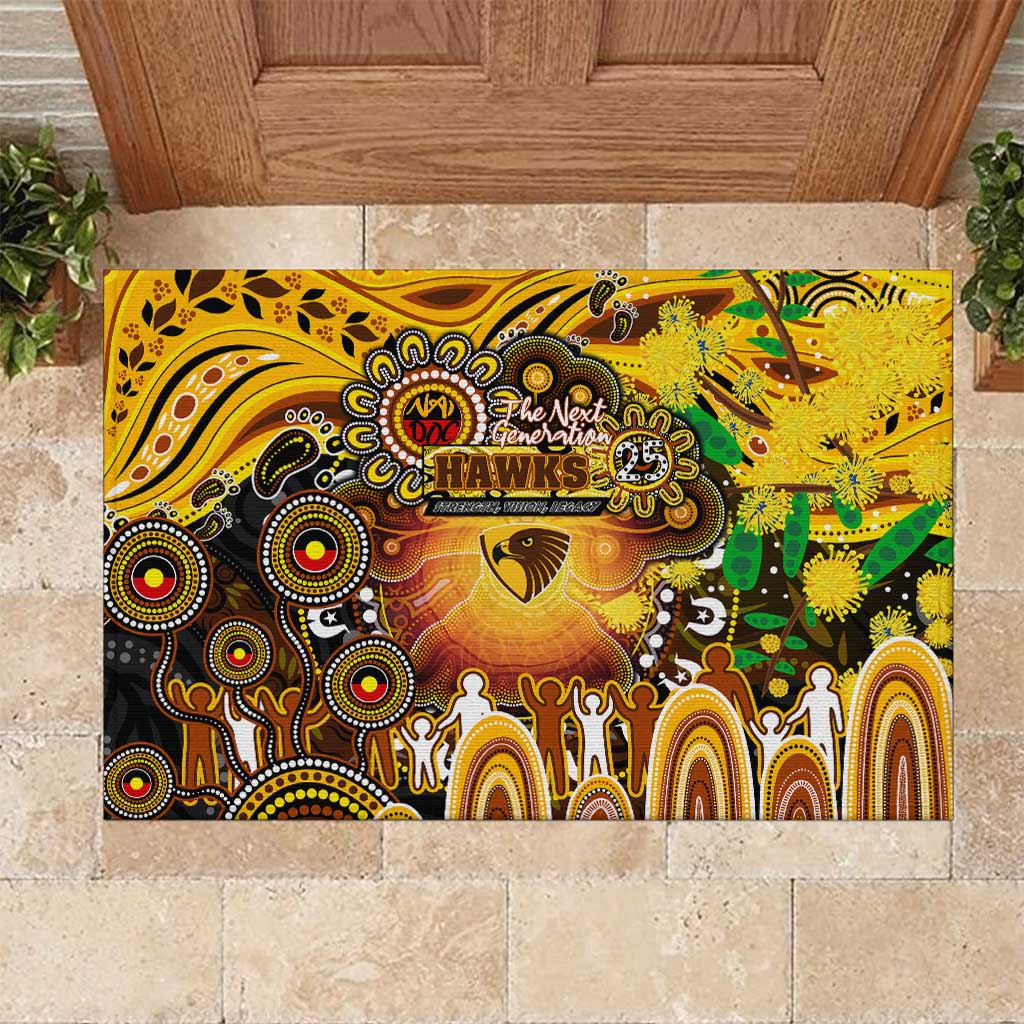 NAIDOC Week 2025 Hawks Football Rubber Doormat Aboriginal Dot Painting