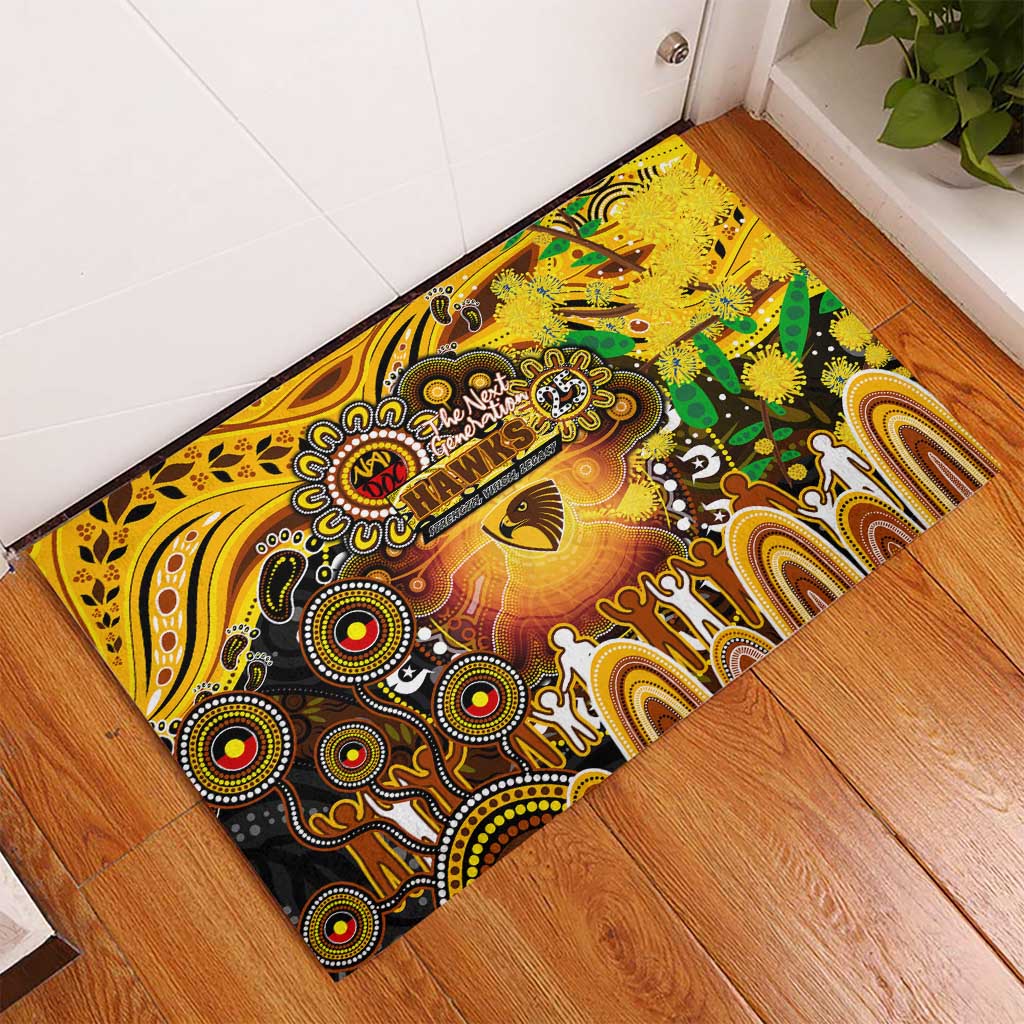 NAIDOC Week 2025 Hawks Football Rubber Doormat Aboriginal Dot Painting