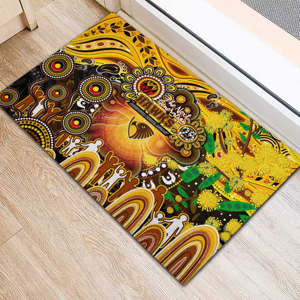 NAIDOC Week 2025 Hawks Football Rubber Doormat Aboriginal Dot Painting
