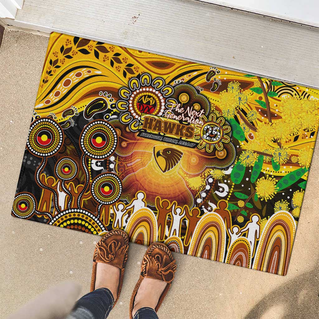 NAIDOC Week 2025 Hawks Football Rubber Doormat Aboriginal Dot Painting