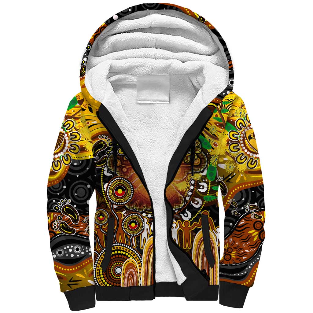 Personalised NAIDOC Week 2025 Hawks Football Sherpa Hoodie Aboriginal Dot Painting