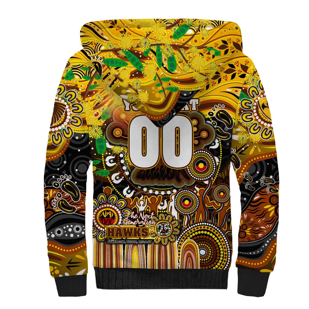 Personalised NAIDOC Week 2025 Hawks Football Sherpa Hoodie Aboriginal Dot Painting