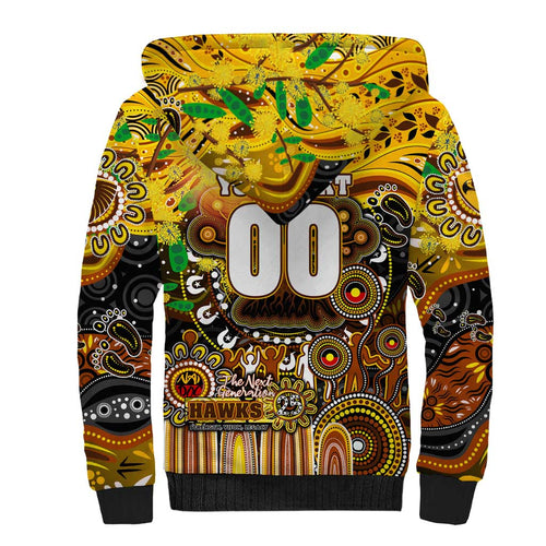 Personalised NAIDOC Week 2025 Hawks Football Sherpa Hoodie Aboriginal Dot Painting