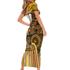 Personalised NAIDOC Week 2025 Hawks Football Short Sleeve Bodycon Dress Aboriginal Dot Painting