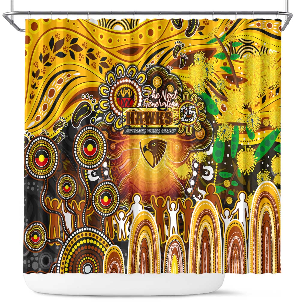 NAIDOC Week 2025 Hawks Football Shower Curtain Aboriginal Dot Painting